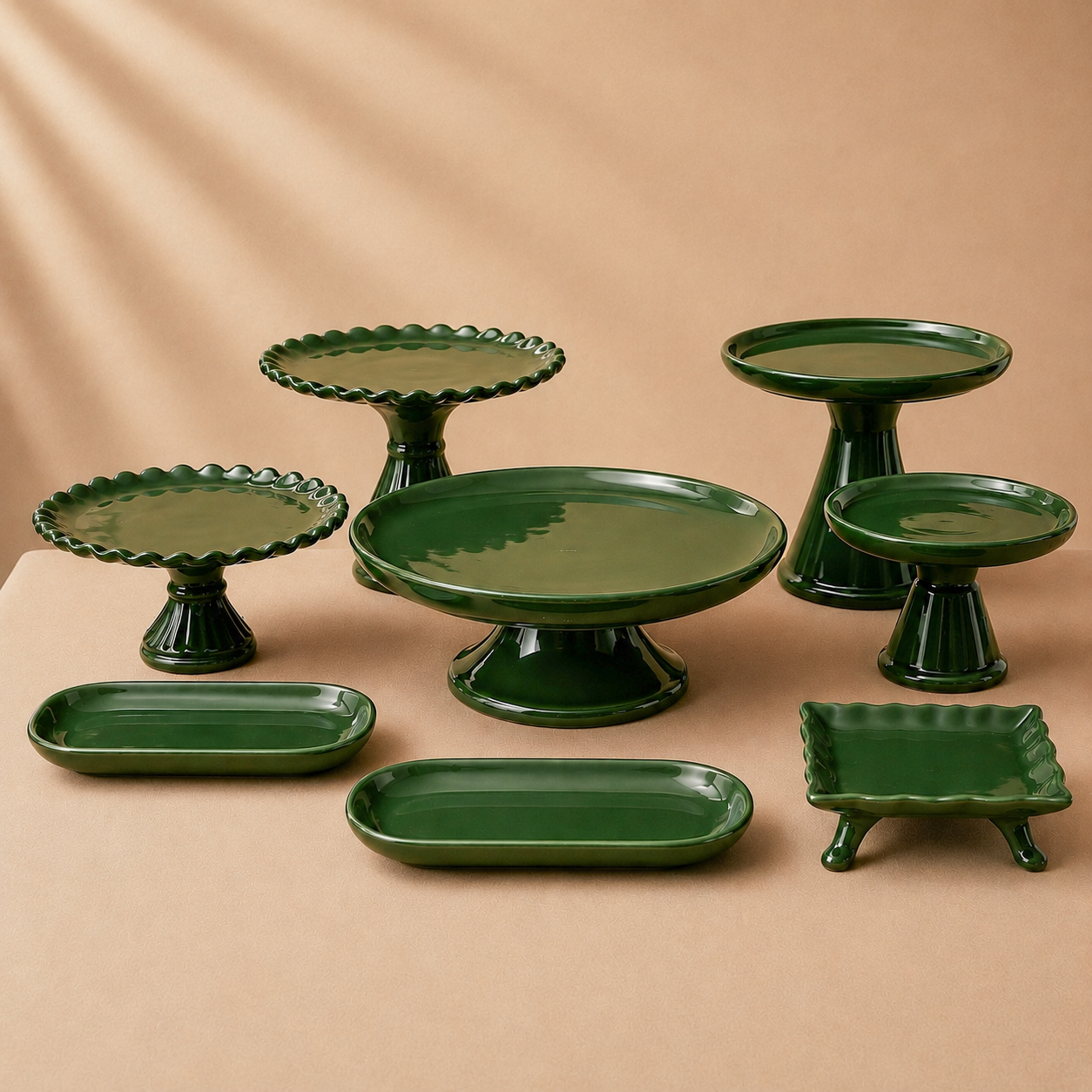 Kit de Bandejas PORCELANA Verde Musgo