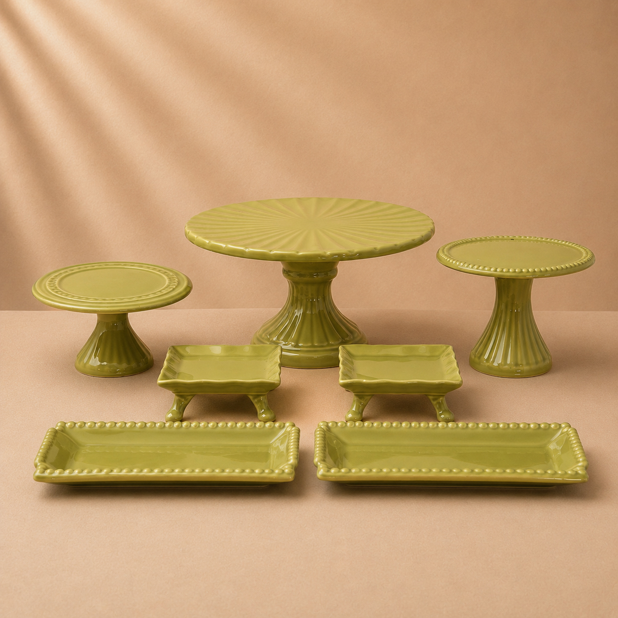 Kit de Bandejas PORCELANA Verde Lima Claro